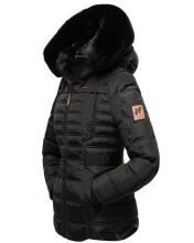 Navahoo Melikaa Damen Winterjacke mit Kunstfellkragen & Kapuze Schwarz-Gr.XS