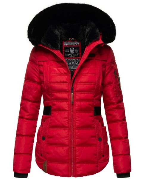 Navahoo Melikaa Damen Winterjacke mit Kunstfellkragen & Kapuze Rot-Gr.XS