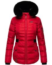 Navahoo Melikaa Damen Winterjacke mit Kunstfellkragen &amp; Kapuze Rot-Gr.S