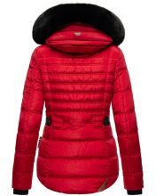 Navahoo Melikaa Damen Winterjacke mit Kunstfellkragen &amp; Kapuze Rot-Gr.S