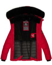 Navahoo Melikaa Damen Winterjacke mit Kunstfellkragen &amp; Kapuze Rot-Gr.S