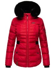 Navahoo Melikaa Damen Winterjacke mit Kunstfellkragen &amp; Kapuze Rot-Gr.M