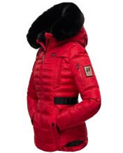 Navahoo Melikaa Damen Winterjacke mit Kunstfellkragen &amp; Kapuze Rot-Gr.L