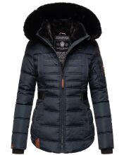 Navahoo Melikaa Damen Winterjacke mit Kunstfellkragen &amp; Kapuze Navy-Gr.XS