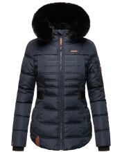 Navahoo Melikaa Damen Winterjacke mit Kunstfellkragen &amp; Kapuze Navy-Gr.XS