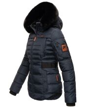 Navahoo Melikaa Damen Winterjacke mit Kunstfellkragen &amp; Kapuze Navy-Gr.XS