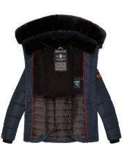 Navahoo Melikaa Damen Winterjacke mit Kunstfellkragen &amp; Kapuze Navy-Gr.XS