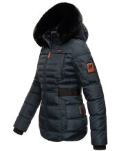 Navahoo Melikaa Damen Winterjacke mit Kunstfellkragen & Kapuze Navy-Gr.S