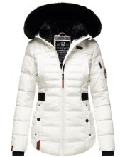 Navahoo Melikaa Damen Winterjacke mit Kunstfellkragen &amp; Kapuze Weiss-Gr.S