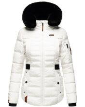 Navahoo Melikaa Damen Winterjacke mit Kunstfellkragen &amp; Kapuze Weiss-Gr.S