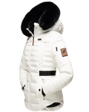 Navahoo Melikaa Damen Winterjacke mit Kunstfellkragen &amp; Kapuze Weiss-Gr.M