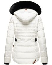 Navahoo Melikaa Damen Winterjacke mit Kunstfellkragen &amp; Kapuze Weiss-Gr.M