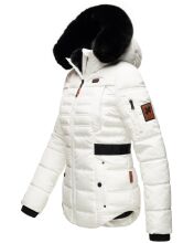 Navahoo Melikaa Damen Winterjacke mit Kunstfellkragen &amp; Kapuze Weiss-Gr.L