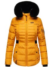 Navahoo Melikaa Damen Winterjacke mit Kunstfellkragen &amp; Kapuze Gelb-Gr.S
