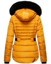 Navahoo Melikaa Damen Winterjacke mit Kunstfellkragen &amp; Kapuze Gelb-Gr.S