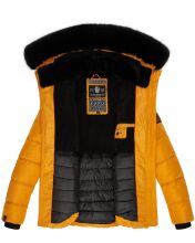 Navahoo Melikaa Damen Winterjacke mit Kunstfellkragen &amp; Kapuze Gelb-Gr.S