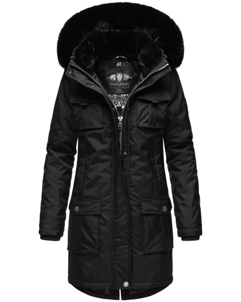 Navahoo Tiniis Damen Parka Winterjacke Schwarz Größe XS - Gr. 34