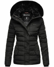 Navahoo Milianaa Winter Jacke Stepp Kurzjacke gefüttert Kapuze Kunstfell Schwarz Größe L - Gr. 40