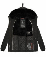 Navahoo Milianaa Winter Jacke Stepp Kurzjacke gefüttert Kapuze Kunstfell Schwarz Größe L - Gr. 40