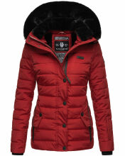 Navahoo Milianaa Winter Jacke Stepp Kurzjacke gef&uuml;ttert Kapuze Kunstfell Rot Gr&ouml;&szlig;e XL - Gr. 42