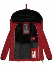 Navahoo Milianaa Winter Jacke Stepp Kurzjacke gef&uuml;ttert Kapuze Kunstfell Rot Gr&ouml;&szlig;e XXL - Gr. 44