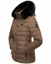 Navahoo Milianaa winter jacket quilted jacket lined hood faux fur Taupe-Gr.XS