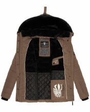 Navahoo Milianaa winter jacket quilted jacket lined hood faux fur Taupe-Gr.XS