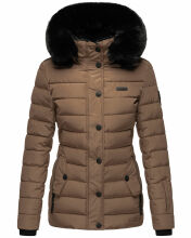Navahoo Milianaa Winter Jacke Stepp Kurzjacke gef&uuml;ttert Kapuze Kunstfell Taupe Gr&ouml;&szlig;e M - Gr. 38
