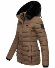 Navahoo Milianaa Winter Jacke Stepp Kurzjacke gef&uuml;ttert Kapuze Kunstfell Taupe Gr&ouml;&szlig;e M - Gr. 38