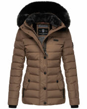 Navahoo Milianaa Winter Jacke Stepp Kurzjacke gef&uuml;ttert Kapuze Kunstfell Taupe Gr&ouml;&szlig;e L - Gr. 40