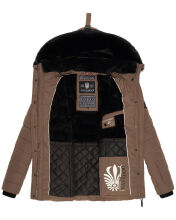 Navahoo Milianaa Winter Jacke Stepp Kurzjacke gef&uuml;ttert Kapuze Kunstfell Taupe Gr&ouml;&szlig;e L - Gr. 40
