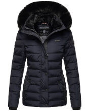 Navahoo Milianaa Winter Jacke Stepp Kurzjacke gef&uuml;ttert Kapuze Kunstfell Navy Gr&ouml;&szlig;e M - Gr. 38