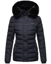 Navahoo Milianaa Winter Jacke Stepp Kurzjacke gef&uuml;ttert Kapuze Kunstfell Navy Gr&ouml;&szlig;e M - Gr. 38