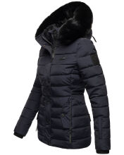 Navahoo Milianaa Winter Jacke Stepp Kurzjacke gef&uuml;ttert Kapuze Kunstfell Navy Gr&ouml;&szlig;e M - Gr. 38