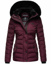 Navahoo Milianaa Winter Jacke Stepp Kurzjacke gef&uuml;ttert Kapuze Kunstfell Aubergine Gr&ouml;&szlig;e L - Gr. 40