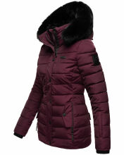 Navahoo Milianaa Winter Jacke Stepp Kurzjacke gef&uuml;ttert Kapuze Kunstfell Aubergine Gr&ouml;&szlig;e XL - Gr. 42