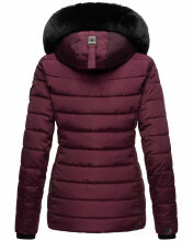 Navahoo Milianaa Winter Jacke Stepp Kurzjacke gef&uuml;ttert Kapuze Kunstfell Aubergine Gr&ouml;&szlig;e XL - Gr. 42