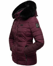 Navahoo Milianaa Winter Jacke Stepp Kurzjacke gef&uuml;ttert Kapuze Kunstfell Aubergine Gr&ouml;&szlig;e XL - Gr. 42