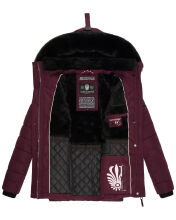 Navahoo Milianaa Winter Jacke Stepp Kurzjacke gef&uuml;ttert Kapuze Kunstfell Aubergine Gr&ouml;&szlig;e XL - Gr. 42