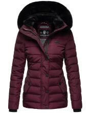 Navahoo Milianaa Winter Jacke Stepp Kurzjacke gef&uuml;ttert Kapuze Kunstfell Aubergine Gr&ouml;&szlig;e XXL - Gr. 44