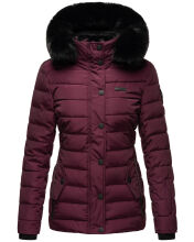 Navahoo Milianaa Winter Jacke Stepp Kurzjacke gef&uuml;ttert Kapuze Kunstfell Aubergine Gr&ouml;&szlig;e XXL - Gr. 44