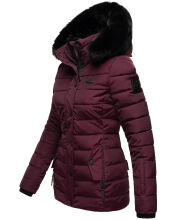 Navahoo Milianaa Winter Jacke Stepp Kurzjacke gef&uuml;ttert Kapuze Kunstfell Aubergine Gr&ouml;&szlig;e XXL - Gr. 44