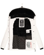 Navahoo Milianaa Winter Jacke Stepp Kurzjacke gef&uuml;ttert Kapuze Kunstfell Weiss Gr&ouml;&szlig;e M - Gr. 38