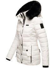 Navahoo Milianaa Winter Jacke Stepp Kurzjacke gef&uuml;ttert Kapuze Kunstfell Weiss Gr&ouml;&szlig;e XL - Gr. 42