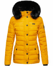 Navahoo Milianaa winter jacket quilted jacket lined hood faux fur Gelb-Gr.XS