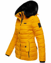 Navahoo Milianaa winter jacket quilted jacket lined hood faux fur Gelb-Gr.XS