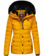 Navahoo Milianaa winter jacket quilted jacket lined hood faux fur Gelb-Gr.XS