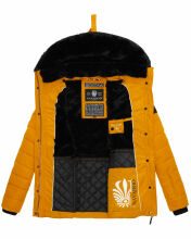 Navahoo Milianaa Winter Jacke Stepp Kurzjacke gefüttert Kapuze Kunstfell Gelb Größe S - Gr. 36