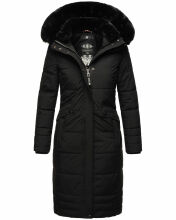 Navahoo Fahmiyaa Damen lange Winterjacke mit Kapuze Schwarz XS - Gr. 34