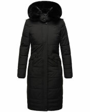Navahoo Fahmiyaa Damen lange Winterjacke mit Kapuze Schwarz M - Gr. 38